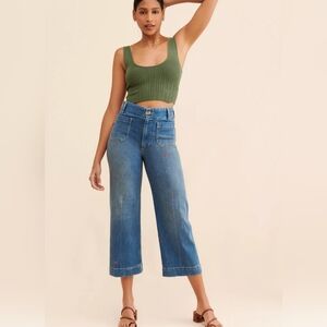 Pilcro The Skipper Cropped Wide-Leg Jeans Size 29 MSRP $128